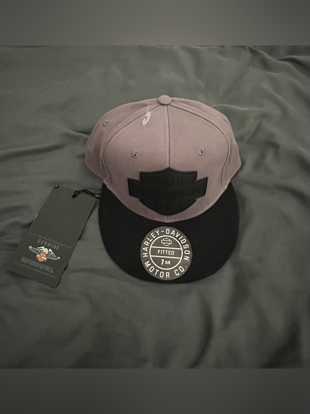 Harley-Davidson Motorcycle Two-Tone Fitted Hat Lavender & Black New 7 3/8